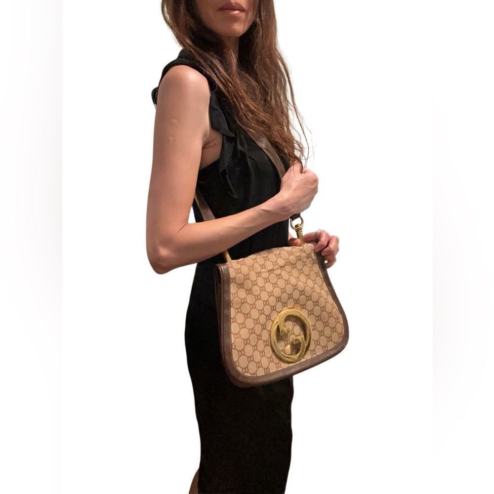 Gucci Brown and Gold Blondie Shoulder Bag with Signature Monogram